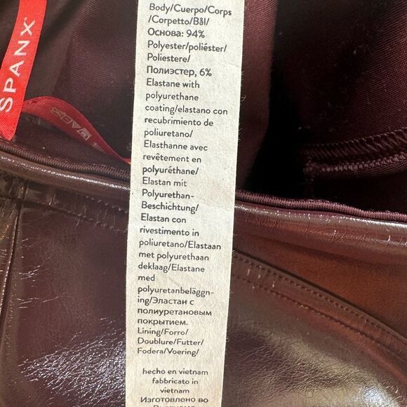 Spanx Faux Patent Leather Leggings XS Ruby High Rise Waist Shaping - Picture 10 of 14